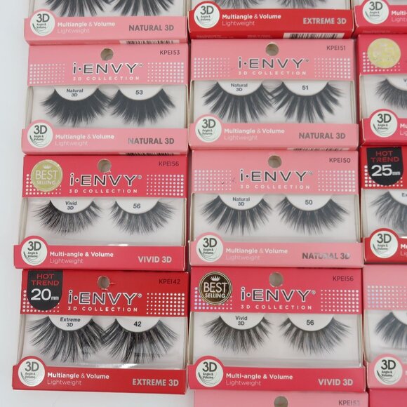 Lot of 28 I Envy by KISS 3D Collection Strip Eyelashes Black NO Adhesive NEW - Picture 3 of 13